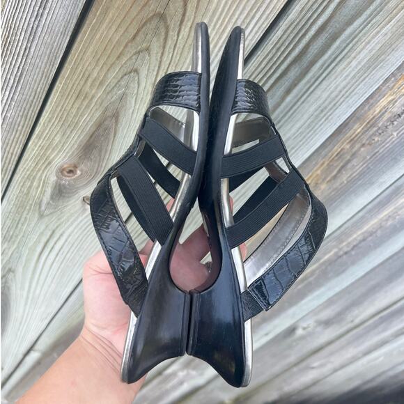 Karen Scott Black Faux Leather Mule Heels Women’s Size 9M Slip On Shoes - Picture 6 of 8